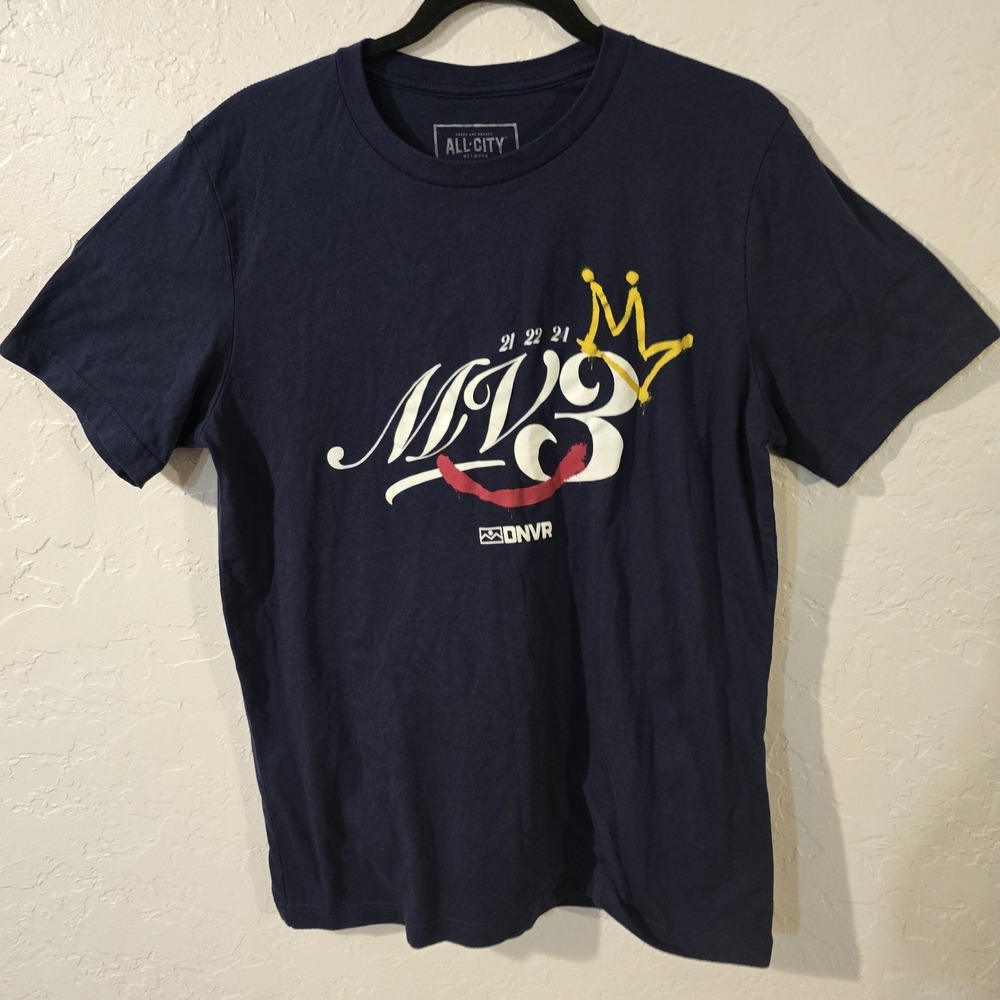 Nikola Jokic 21, 22, 24‎ MVP T Shirt MV3 Crown Blue Nuggets Basketball Sz Large